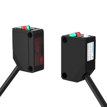 Adjustable Through-beam GTRIC Square Photoelectric Sensor: Light ON or Dark ON with 10-30VDC Supply and NPN/PNP Compatibility