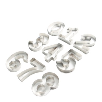 Stainless Steel Fondant Number Cutters - 9Pcs 8-inch Cake Molds for Baking & Cookies