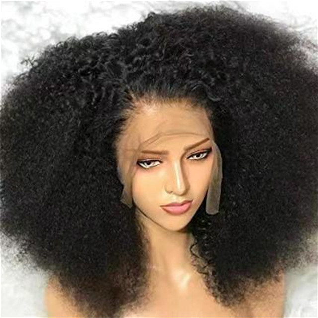 250% Afro kinky hrokkið wig gegnsætt blúndur framan mannshár stutt hrokkið peru náttúrulega svart prepucked loluless wig