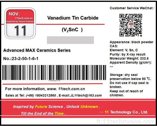 Superfine Vanadium Tin Carbon Max V2Snc Powder