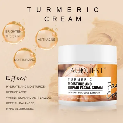 Organic Vegan Facial Care Set: Anti-Acne Serum, Skincare Cream, and Whitening Turmeric Skin Care