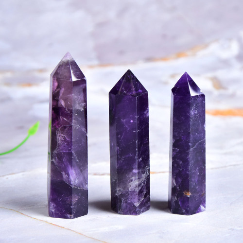 Natural Amethyst Point Crystal Healing Energy Stone Natural Quartz Home Decor Reiki Polished Crafts 50-80mm Stone Carved 1PC