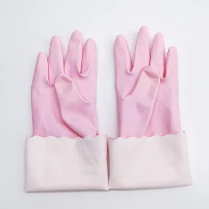 Dipped Flock Lined Work Rubber Gloves Household Glove