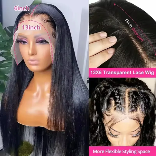 13x4 HD Transparent Lace Frontal Bob Wig Straight Super Double Drawn Human Brazilian Hair Wig PrePlucked Natural Hairline