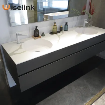 solid surface double sink bathroom vanity