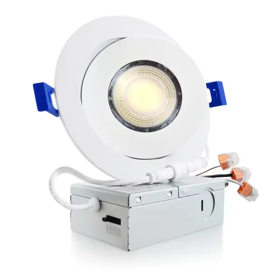 Modern 9W Dimmable LED Ceiling Downlight with 900 Lumens, 4-inch Eyeball Gimbal Potlight and Metal Junction Box