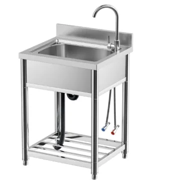 Free Standing Stainless Steel Commercial Kitchen Sink Set: Perfect Utility Washing Hand Basin for Restaurants