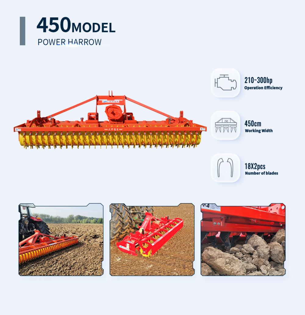 Large heavy-duty power harrow