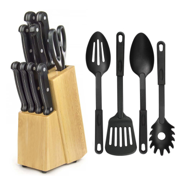 Pisau Dapur 14pcs Profesional dan Perkakas Set dengan Blok Kayu