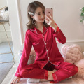 kvinnor satin siden pyjamas set Two Piece byxa