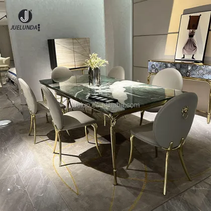 Luxury Gold Copper Modern Dining Table Set - Royal Foshan Furniture