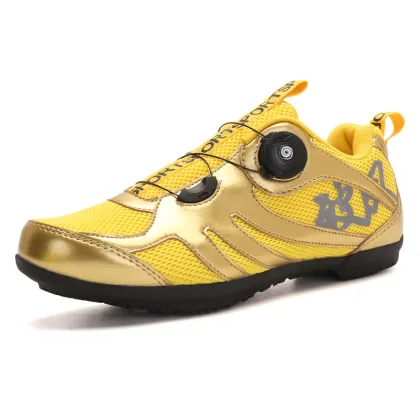 Classic Cycling Shoes: Breathable Men's Lockless Road Bicycle Shoes and Women's Non-Slip Rubber Sole Sneakers