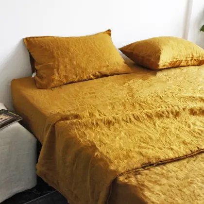 Enzyme stone washed pure linen bedding