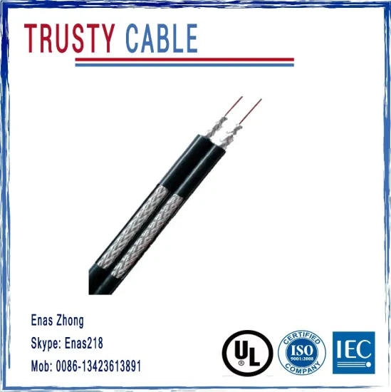 rg6 with 2 core power cable double shielded cable