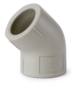 Accesorio de tubería de codo PPR de 45° para sistema de plomería
