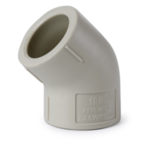 Encaixe de tubo de cotovelo PPR 45° para sistema de encanamento