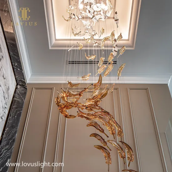 Fallen leaves shape chandelier hotel banquet hall chandelier Large custom chandelier popular chandelier