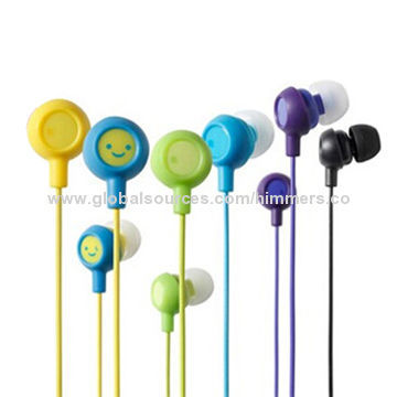 Hot sale, promotional, smile face, customized, cute, wired in-ear earphone