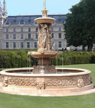 Antique Sunset Red Marble Water Fountain For Sale