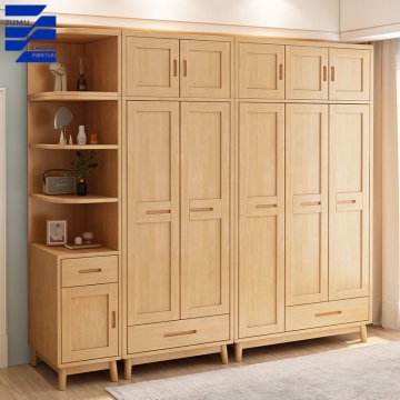 Glamorous Solid Wood Three-Door Wardrobe with Nordic Modern Design for Bedroom Storage