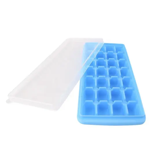 24-Cavity BPA-Free Silicone Ice Cube Trays with Lids: Ideal for Ice, Baby Food, Chocolate, and More