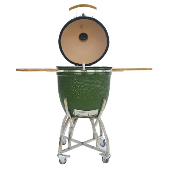 18\" Ceramic BBQ Kamado: Charcoal Black Outdoor Barbecue Egg Oven