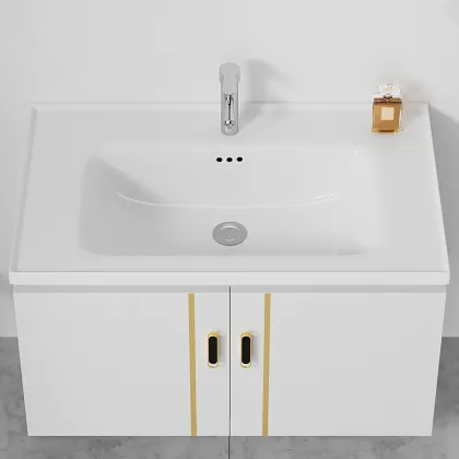 Modern PVC Bathroom Cabinet Combination with Wash Basin for Hotels