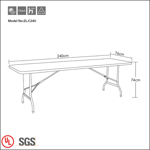 Commerciële duurzame opvouwbare 6 ft plastic klaptafel