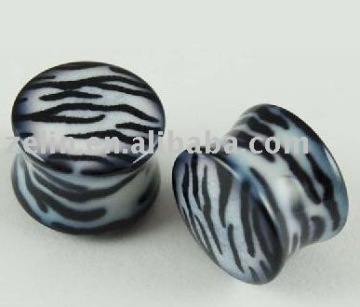 Fashion acrylic zebra body ear plug piercing jewelry
