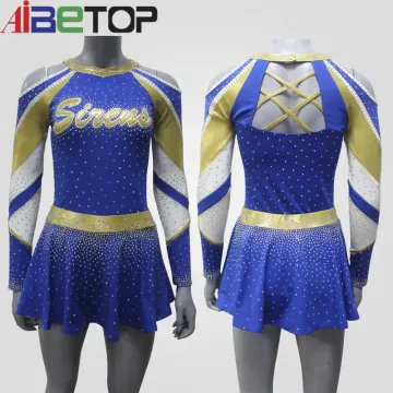 Uniformes de torcida azul personalizados com mangas compridas
