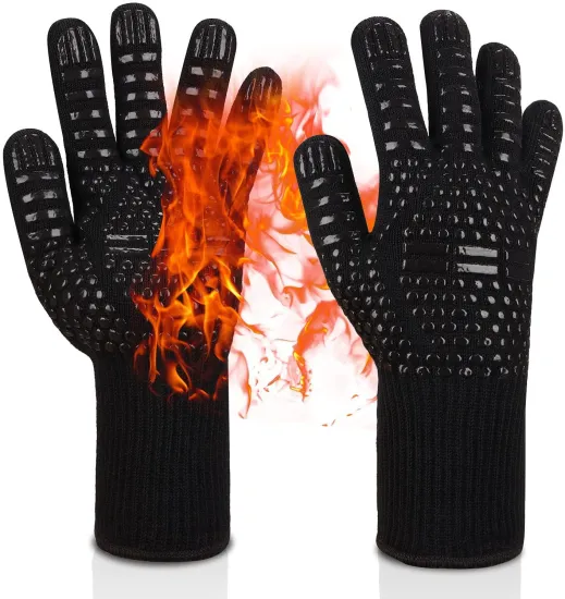 Extreme Heat Resistant Aramid Barbecue Gloves: Cotton Silicone Oven Mitts for Cooking, Baking, and Grill BBQ