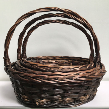 brown Christmas gift basket for women with handle