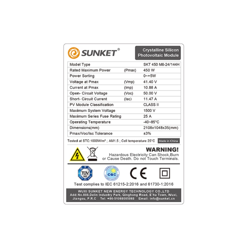 Painel solar de alta eficiência de corte médio de 450W