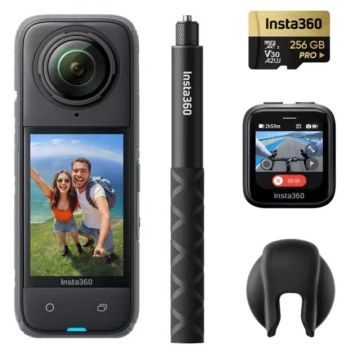 INSTA 360 X4: AI Editing Panoramic Camera with Detachable Lens Cover and 135-Minute Battery Life
