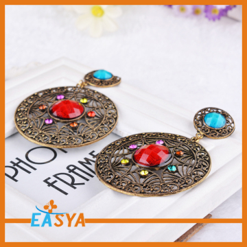 New Antique Bronze Big Round Circle Ladies Earring