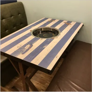 Marble Top Restaurant Hot Pot Table with Grill