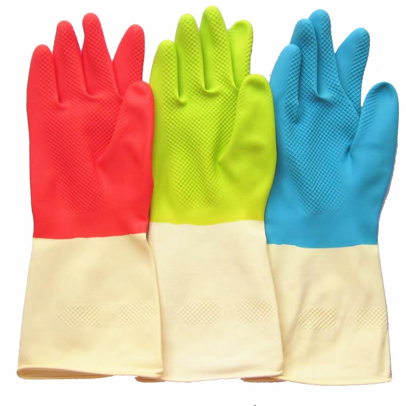 Bicolor Latex Household Gloves Jpg