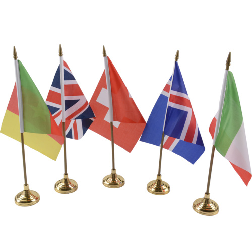 custom table desk flags with pole and base