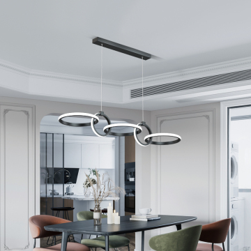 Modern Minimalist Four-Ring Golden LED Chandelier for Bar and Home Lighting