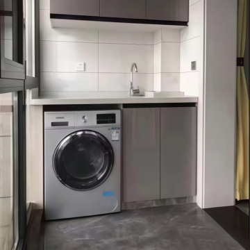 Modern Minimalist Gray Frame Custom Balcony Laundry Cabinet