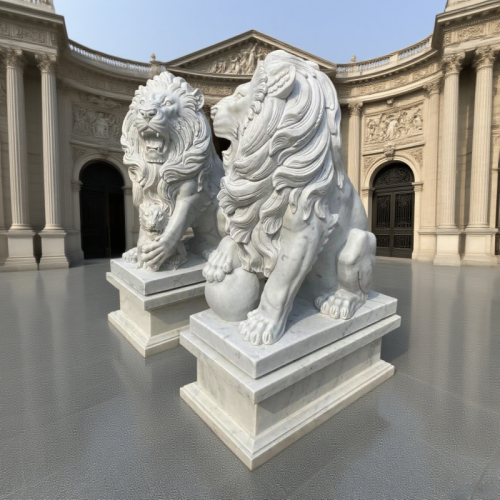 Customizable Size Marble Animal Statues for Entrance