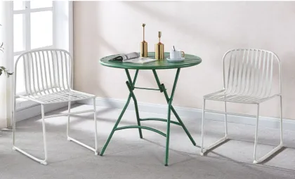 Elegant White Outdoor Folding Dining Table Set