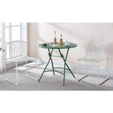 Elegante juego de mesa de comedor plegable al aire libre blanca