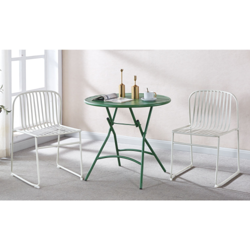 Elegante juego de mesa de comedor plegable al aire libre blanca