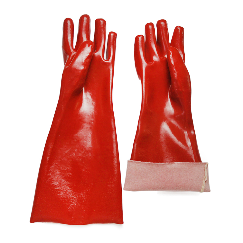 Luvas revestidas de PVC vermelhas Luvas de algodão 16 &#39;&#39;