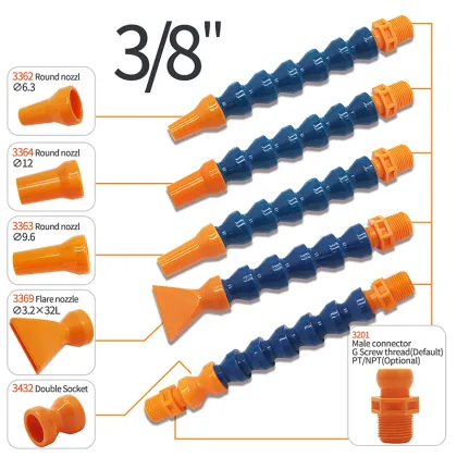 Modular Coolant Loc-Line Hose: 3/8 Series Cooling Tube - Articulated Adjustable Modular Coolant Hose