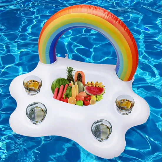 Summer Party Bucket Rainbow Cloud Cup Holder Inflatable Pool Float Beer Drink Cooler Table Bar Tray Beach Swim Ring Pool Toys
