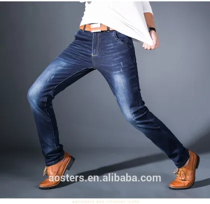 Fashionable city men casual jeans negotiate price custom water washing jeans