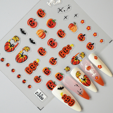 Halloween Nail Art: Ghost and Wicked Pumpkin Stickers for Festive Manicures