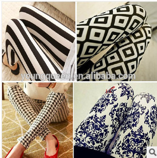 RM44 Houndstooth milk silk blue and white vertical stripes pantyhose stretch leggings wholesale
